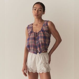 EUC Doen Theo Red and Blue Plaid Tank Top size M